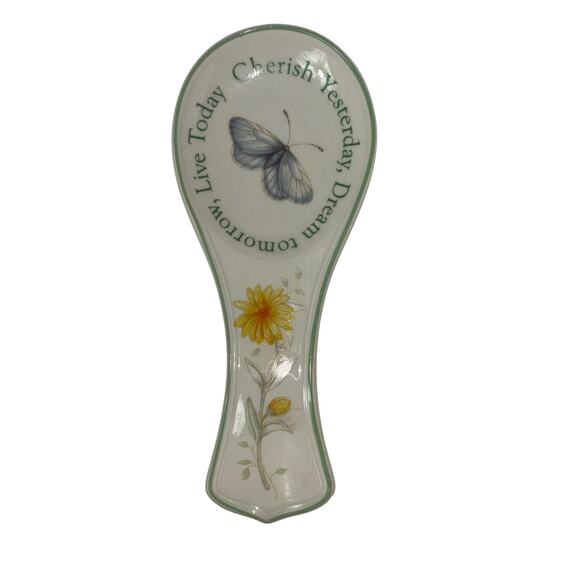 Lenox Butterfly Meadow Sentiment Spoon Rest Yellow Daisy Country Cottagecore - Picture 1 of 7